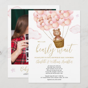 Invitation BABY SHOWER BGirl Par Mail Teddy Bear Photo