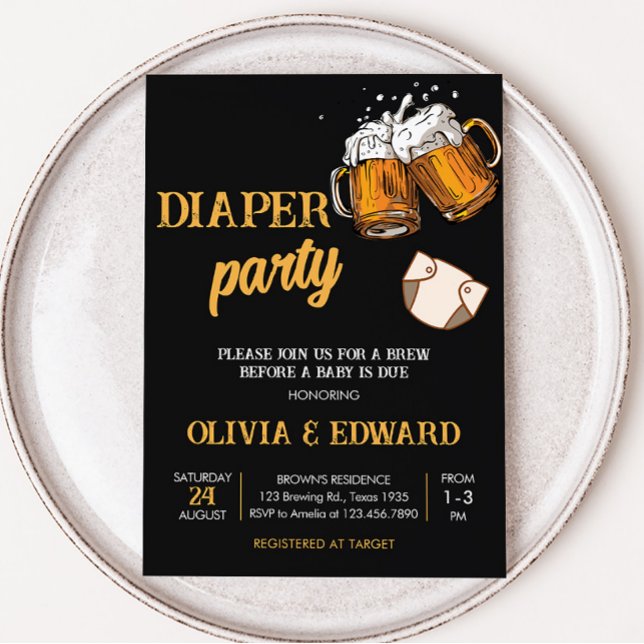 Invitation Baby shower Bière et Diapers (Brewing Diaper Party Baby Shower Invitation)