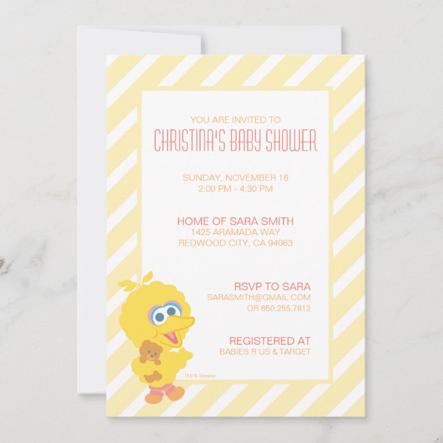 Invitation Baby shower Big Bird (Devant)