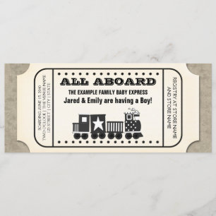 Invitation Baby Shower Billet de Train Vintage