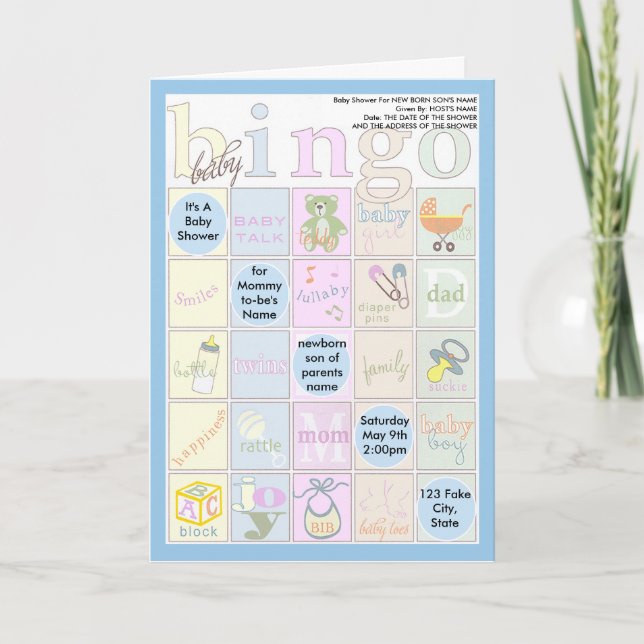 Invitation baby shower Bingo (Devant)