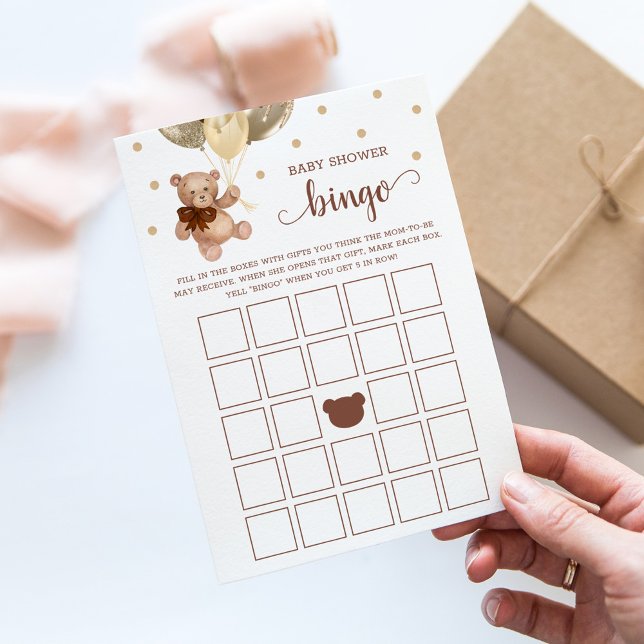 Invitation Baby shower Bingo Jeu Teddy Bear Card (Créateur téléchargé)