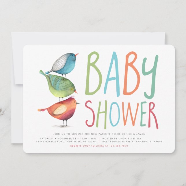 Invitation Baby shower Birdie (Devant)