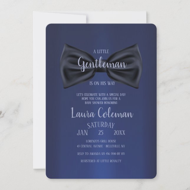Invitation Baby shower Black Bowtie (Devant)