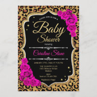 Baby shower - Black Pink Gold Empreinte de léopard