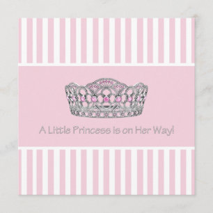 Invitation Baby shower blanc rose princesse Crown