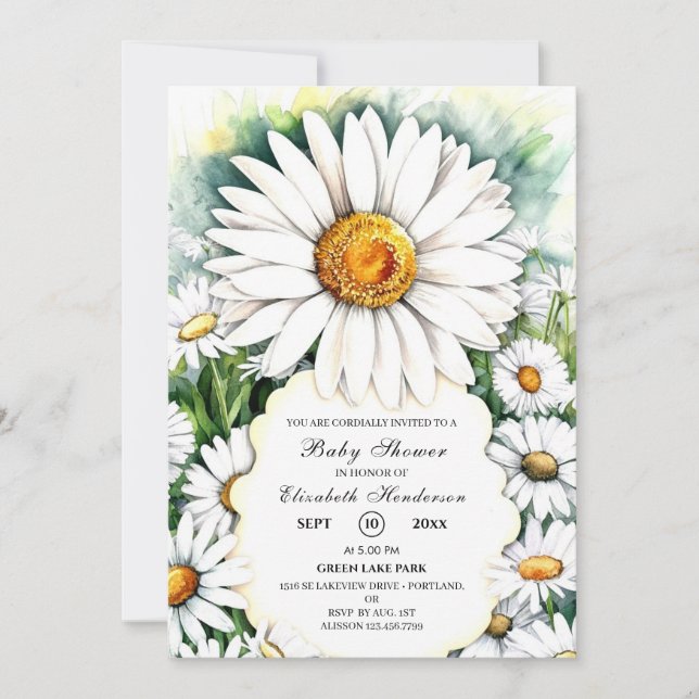 Invitation Baby shower blanc simple (Devant)