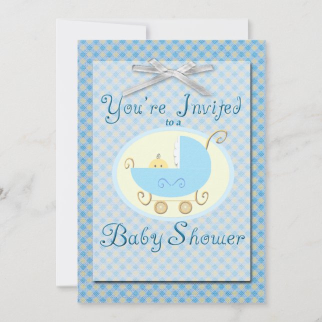 Invitation Baby shower bleu (Devant)