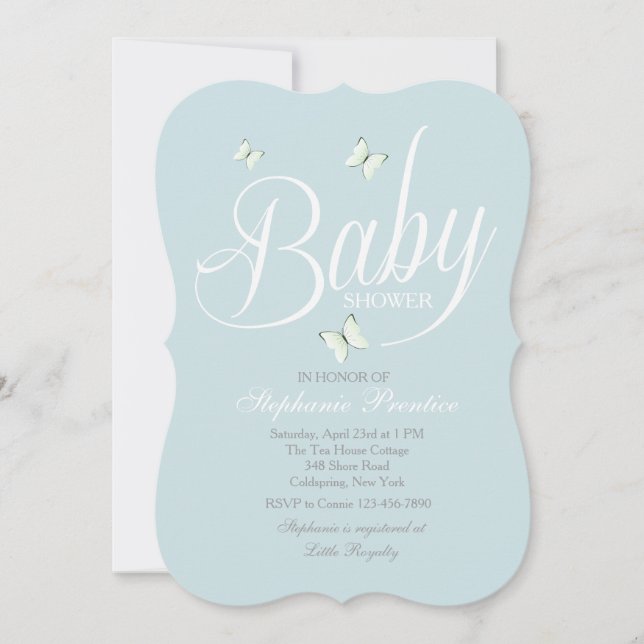 Invitation Baby shower bleu (Devant)