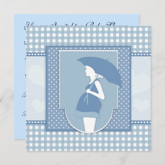 Invitation Baby shower bleu (Devant / Derrière)