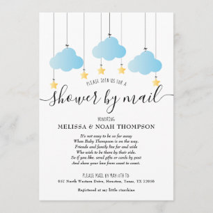 Invitation Baby-Shower Bleu à Distance Envoi Par Courrier
