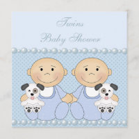 Baby shower Bleu Baby Boy Twins & Puppies