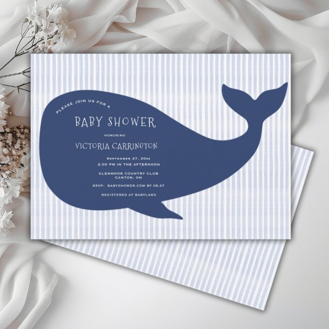 Invitation Baby shower Bleu Baleine (Créateur téléchargé)