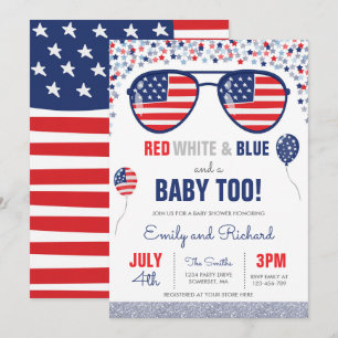 Invitation Baby shower Bleu Bleu Bleu Rouge Baby shower du 4 