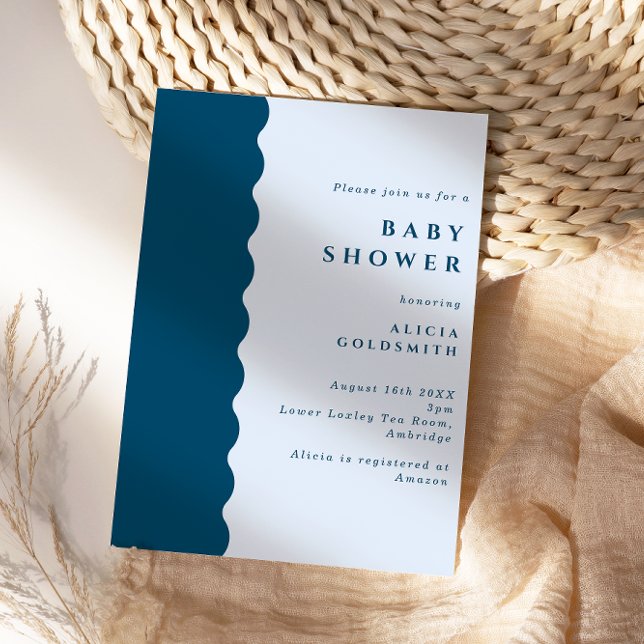Invitation Baby shower bleu Boho Scalloped Edge (Créateur téléchargé)