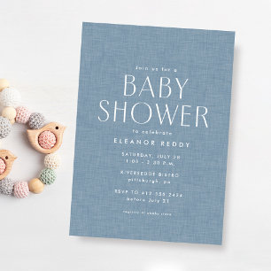 Invitation Baby shower bleu cambray simple