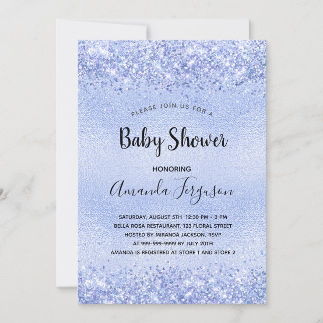 Invitation Baby shower bleu clair garçon (Devant)