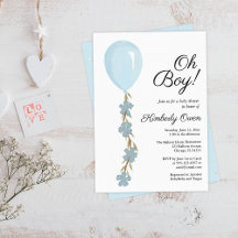 Invitation Baby shower Bleu Cute