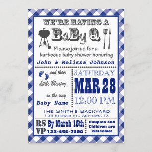 Invitation Baby shower bleu de BaByQ de barbecue
