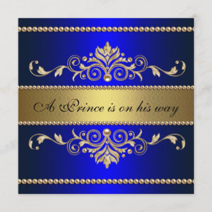 Invitation Baby shower bleu de garçon de motif de Flourish
