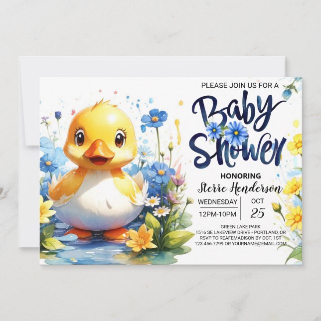 Invitation Baby shower bleu doux (Devant)