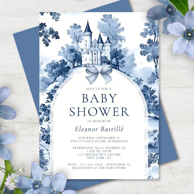 Invitation Baby shower bleu Dusty (Créateur téléchargé)