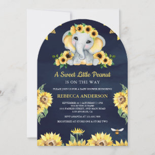 Invitation Baby shower bleu éléphant de la marine des tournes