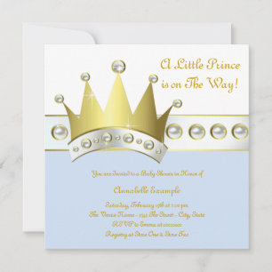 Invitation Baby shower Bleu et Gold Prince