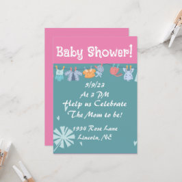 Invitation baby shower bleu et rose