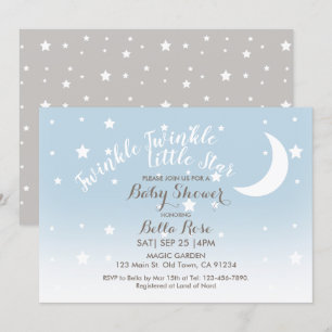 Invitation Baby shower bleu étoile scintillant