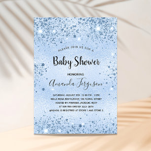 Invitation Baby shower bleu garçon scintille luxe