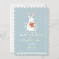 Baby shower bleu lapin blanc mignon