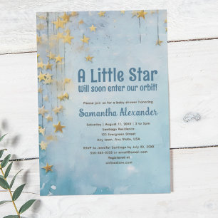 Invitation Baby shower bleu Little Star