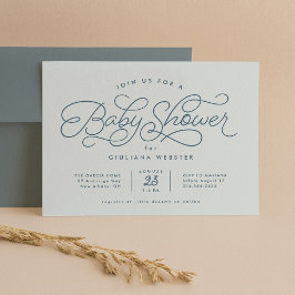 Invitation Baby shower bleu mignon et doux