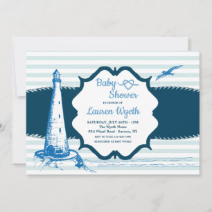 Invitation Baby shower Bleu Nautique