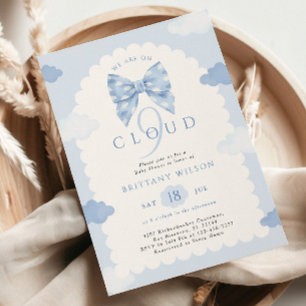 Invitation Baby shower bleu nuage neuf