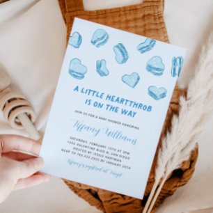Invitation Baby shower bleu petit coeur de Valentine