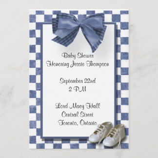 Invitation Baby shower bleu plaqué