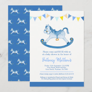 Invitation Baby shower bleu rocking
