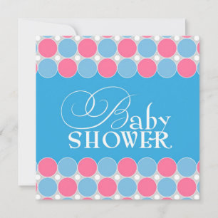 Invitation baby shower bleu rose plat