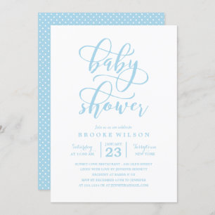 Invitation Baby shower bleu simple