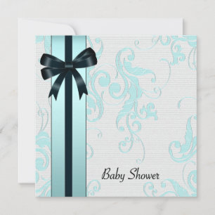 Invitation Baby shower bleu Turquoise élégant