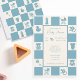 Invitation Baby shower Bleu Vérifié