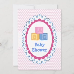 Invitation Baby shower Blocs ABC pour bébés mignons