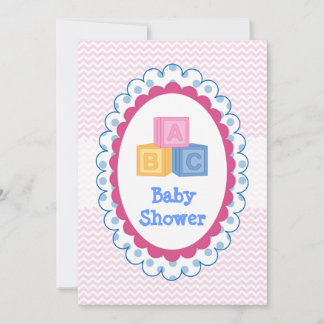 Invitation Baby shower Blocs ABC pour bébés mignons