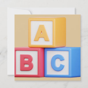 Invitation baby shower - Blocs Alphabet