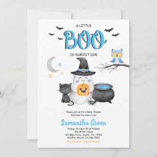 Invitation Baby shower Blue A Little Boo