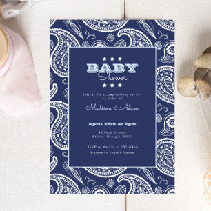 Invitation Baby shower Blue American Bandana