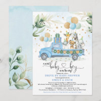 Baby shower Blue and Gold Jungle Safari Drive