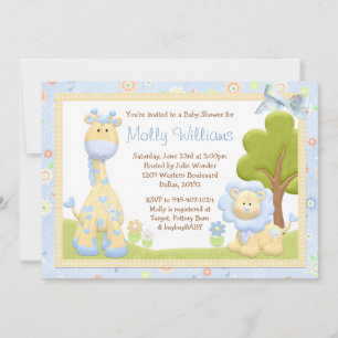 Invitation Baby shower Blue Animals